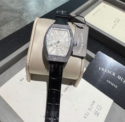 Franck Muller Vanguard V32 White Face Black Band Imported Movement 32*42mm Diamond Watch